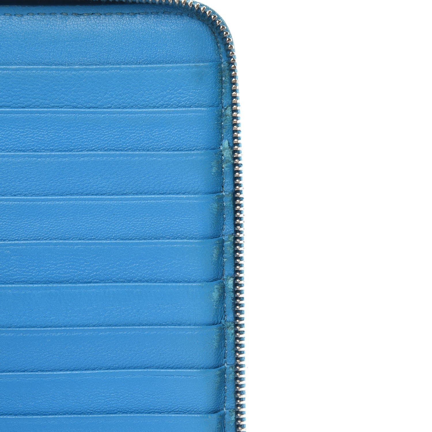 Celine Drummed Calfskin Zip Around Organizer Wallet Turquoise 10 of 17