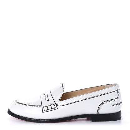Christian Louboutin Calfskin Women Mocalaureat Tromp L'oeil Loafers 38.5 White 1 of 9