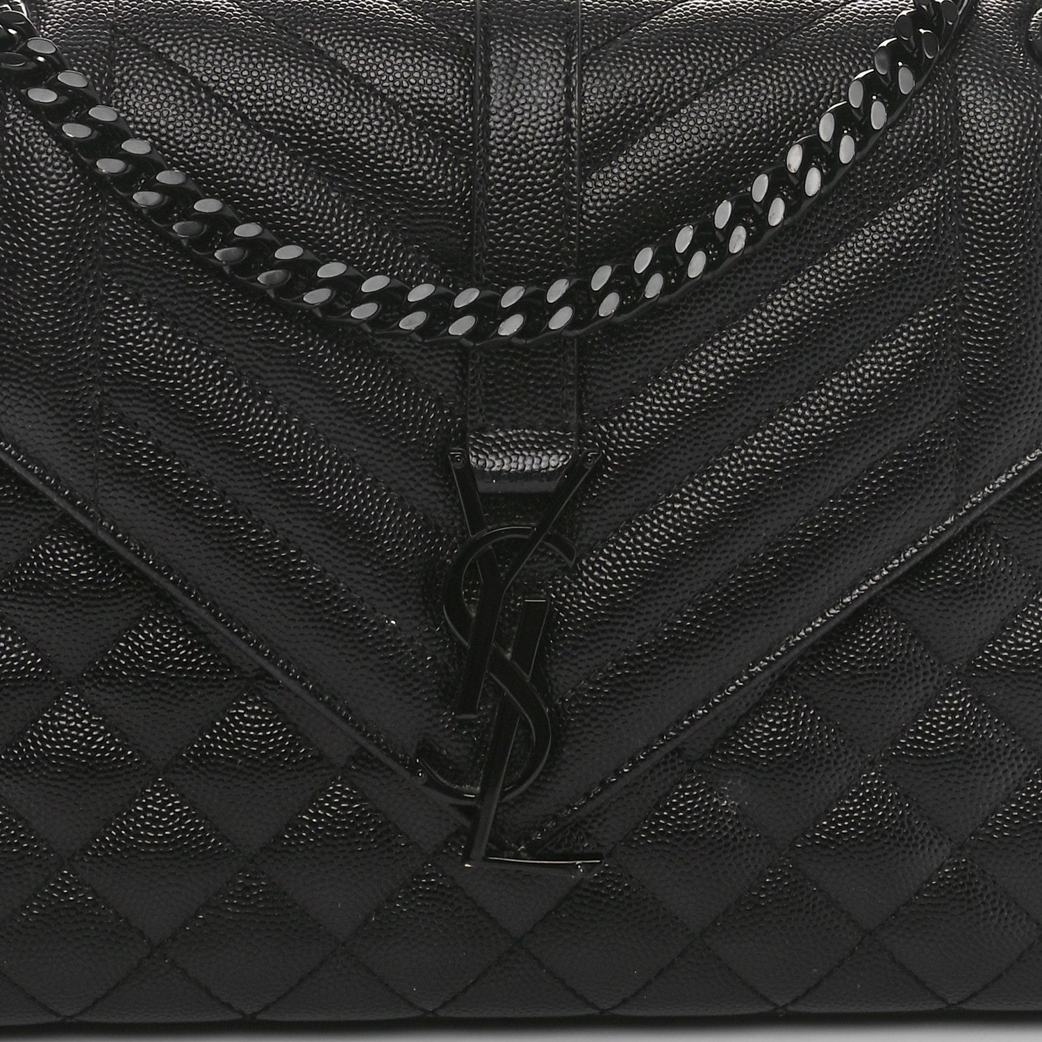 Saint Laurent Grain De Poudre Textured Mixed Matelasse Triquilt Medium Monogram Monochrome Satchel Black 7 of 9