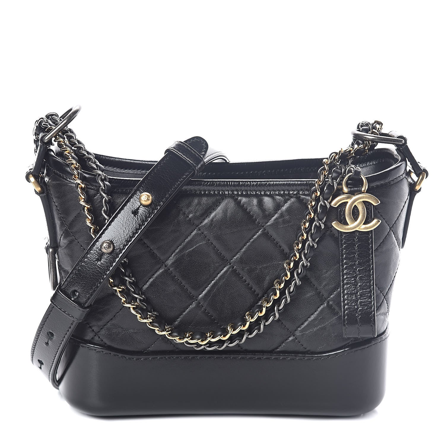 Chanel Aged Calfskin Quilted Small Gabrielle Hobo Black 1 of 11