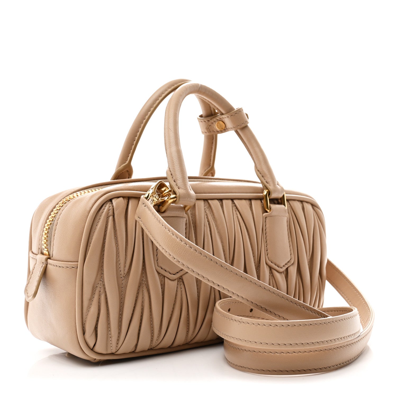 Miu Miu Nappa Matelasse Regular Arcadie Top Handle Bag Sabbia 3 of 9