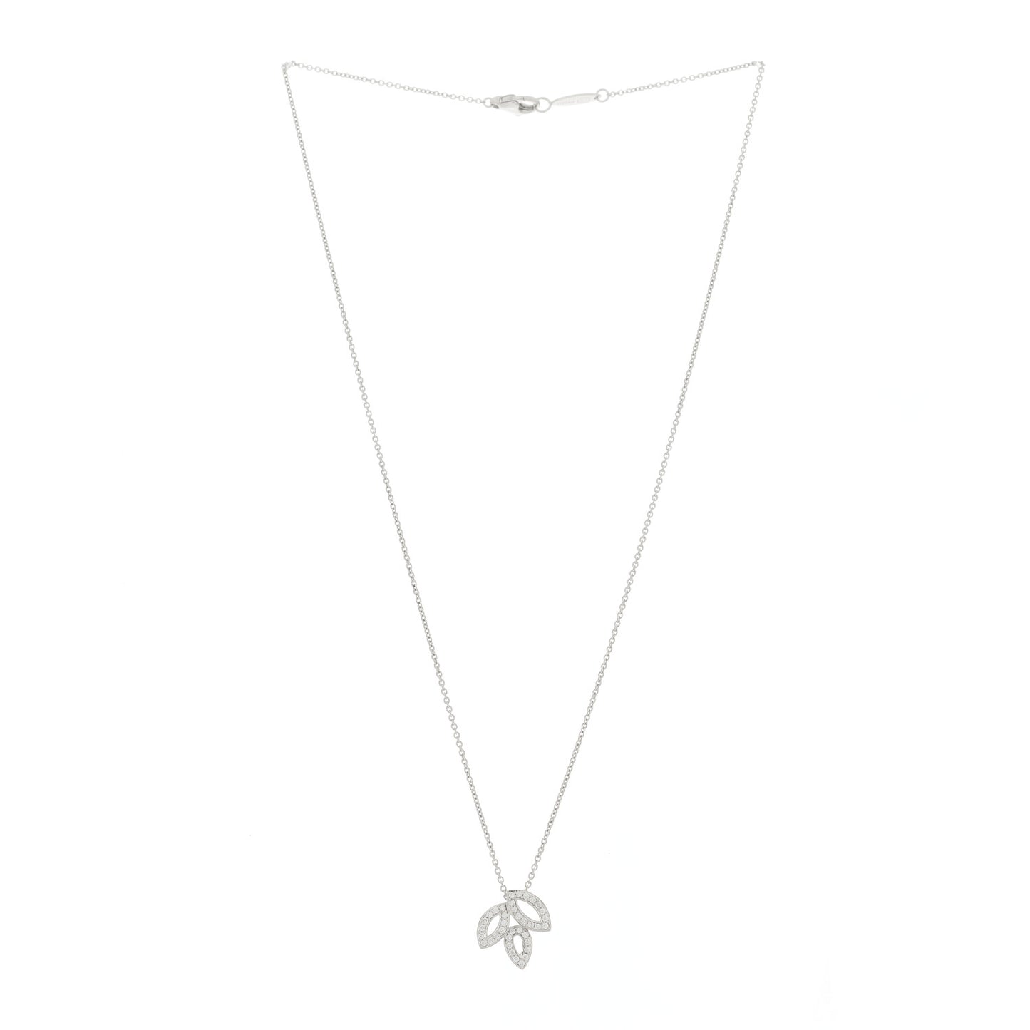 Platinum Diamond Small Lily Cluster Pendant Necklace