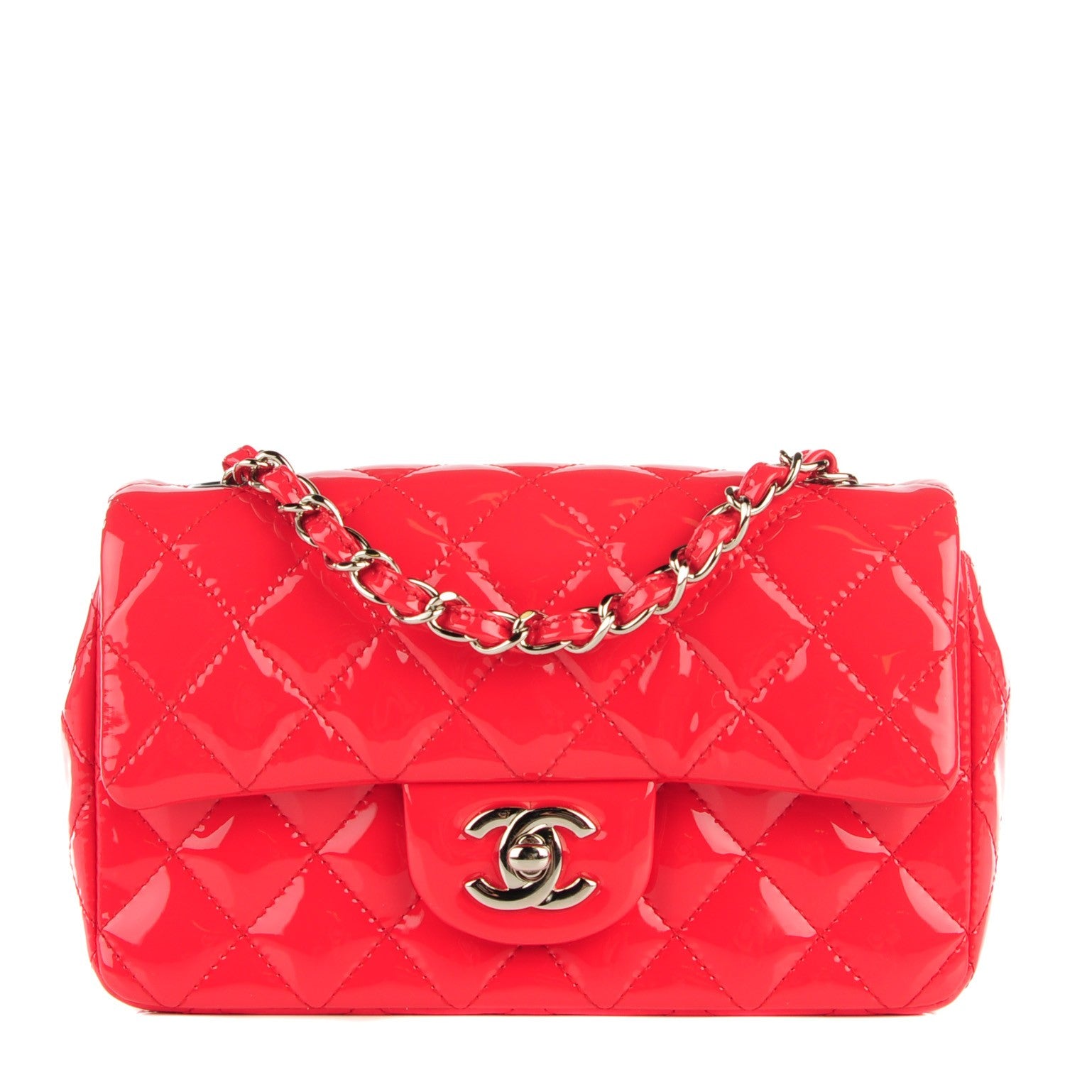Chanel Patent Calfskin Quilted Mini Rectangular Flap Red 1 of 8