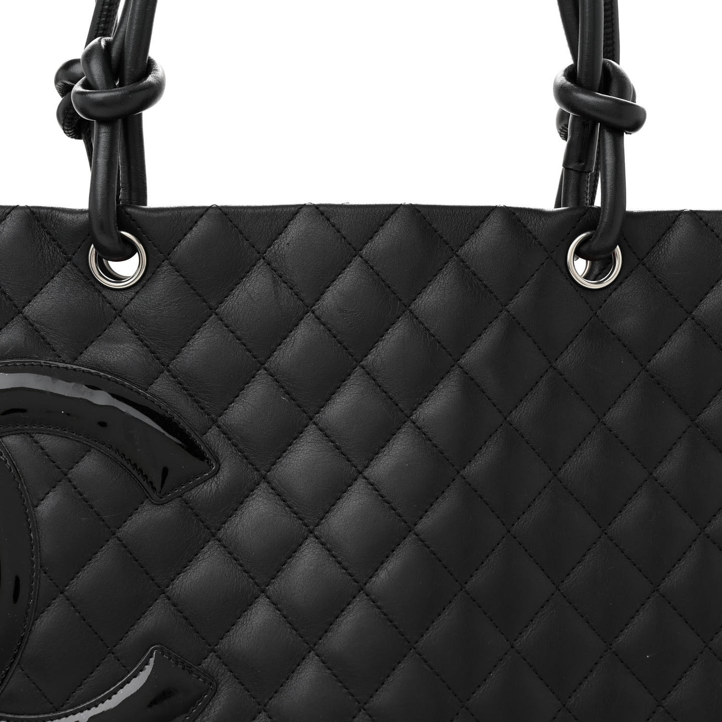 Calfskin Quilted Large Cambon Tote Black