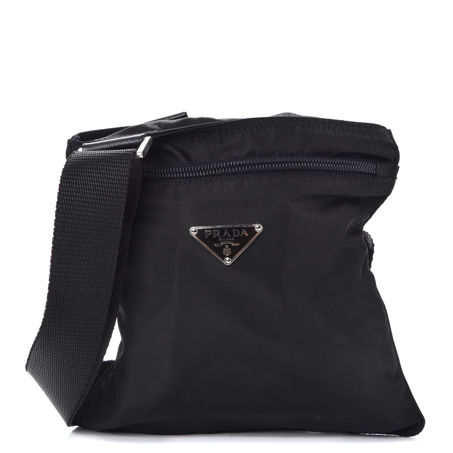 Prada Nylon Small Flat Messenger Bag Black 1 of 11