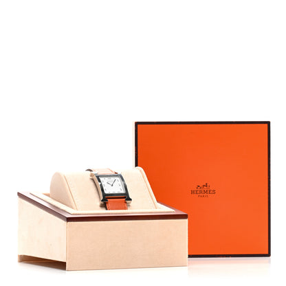 Hermes Stainless Steel Swift 26mm Heure H Hour Quartz Watch Orange 6 of 6