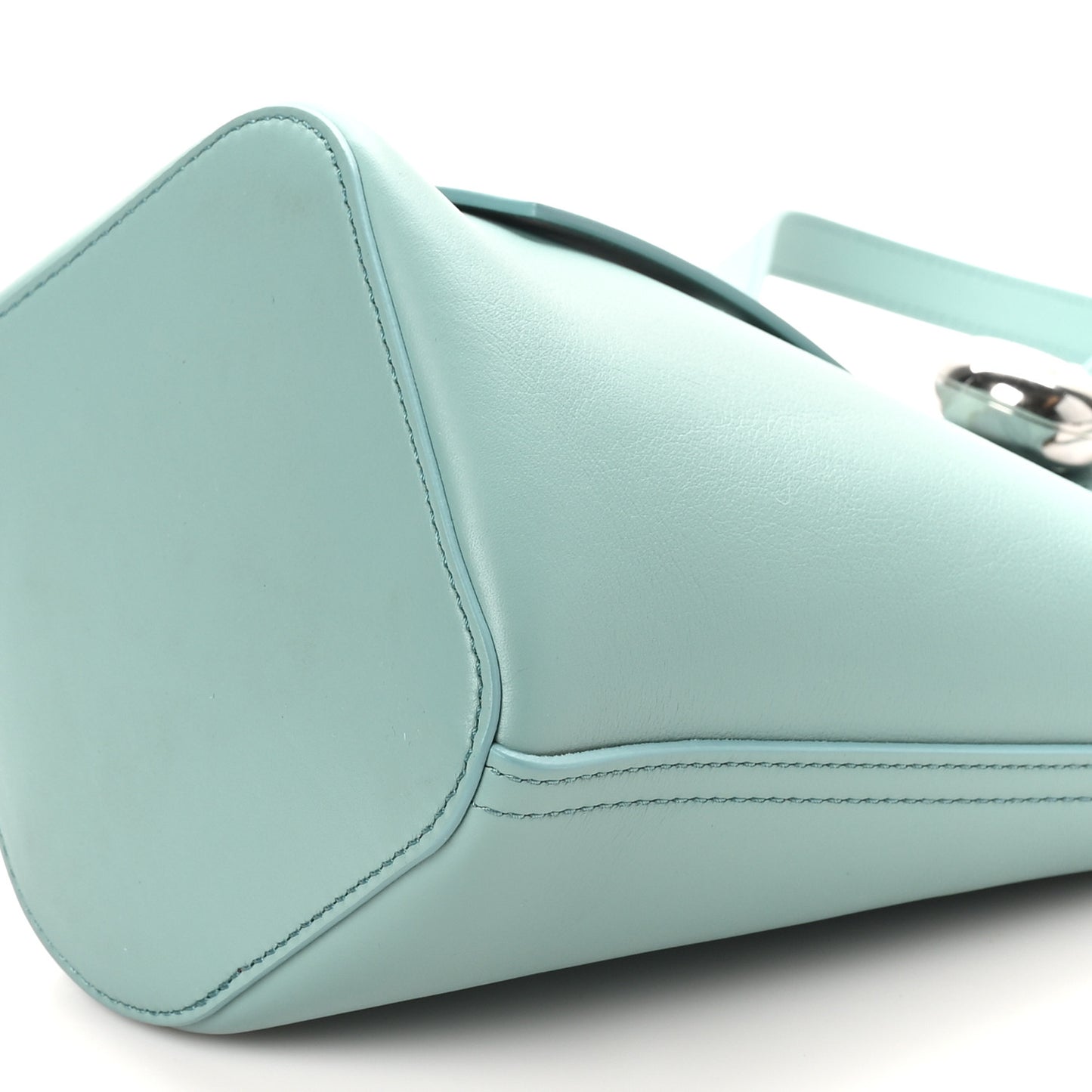 Soft Grained Calfskin Mini Pebble Bucket Bag Water