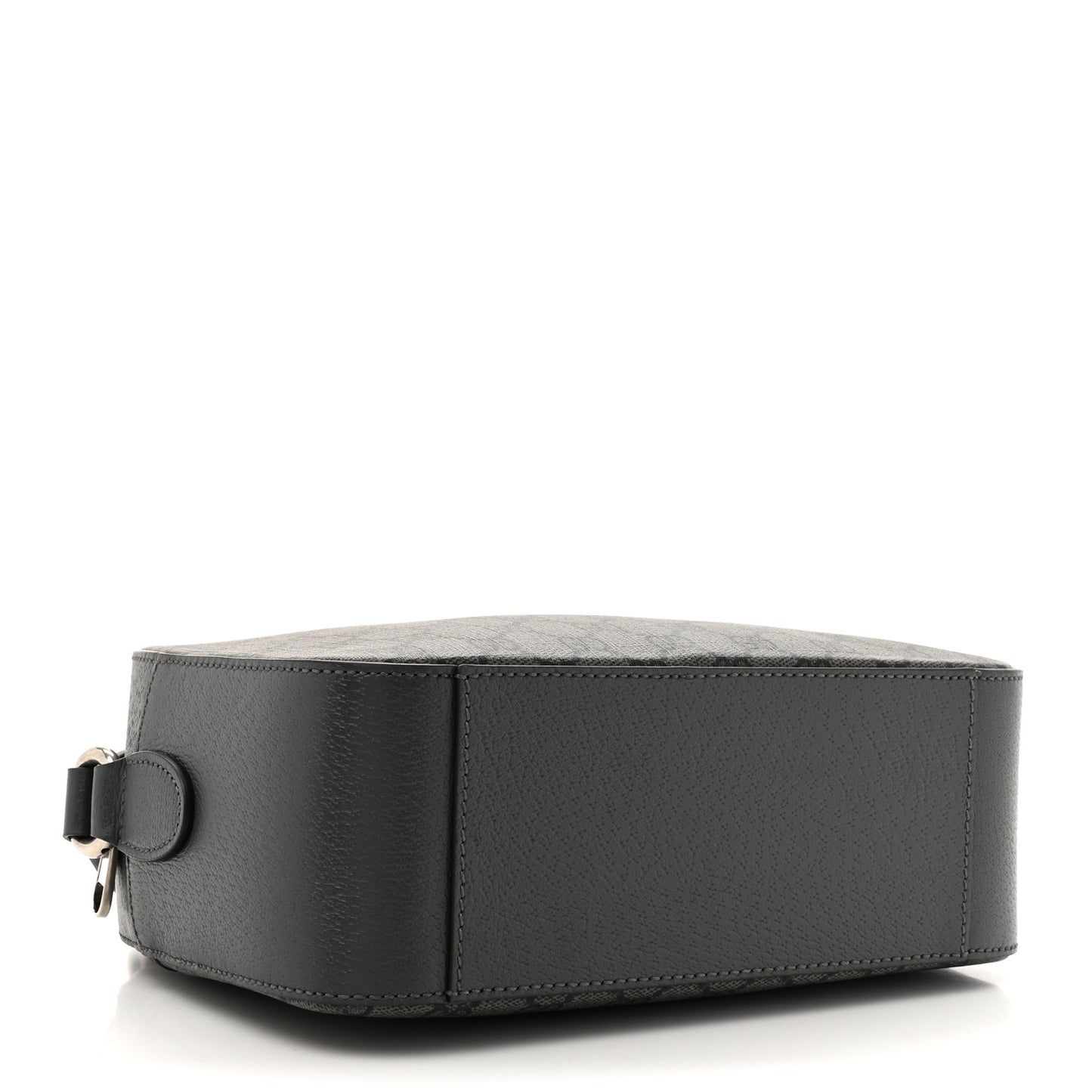 GG Supreme Monogram Textured Dollar Calfskin Ophidia Shoulder Bag Grey Black Graphite Grey
