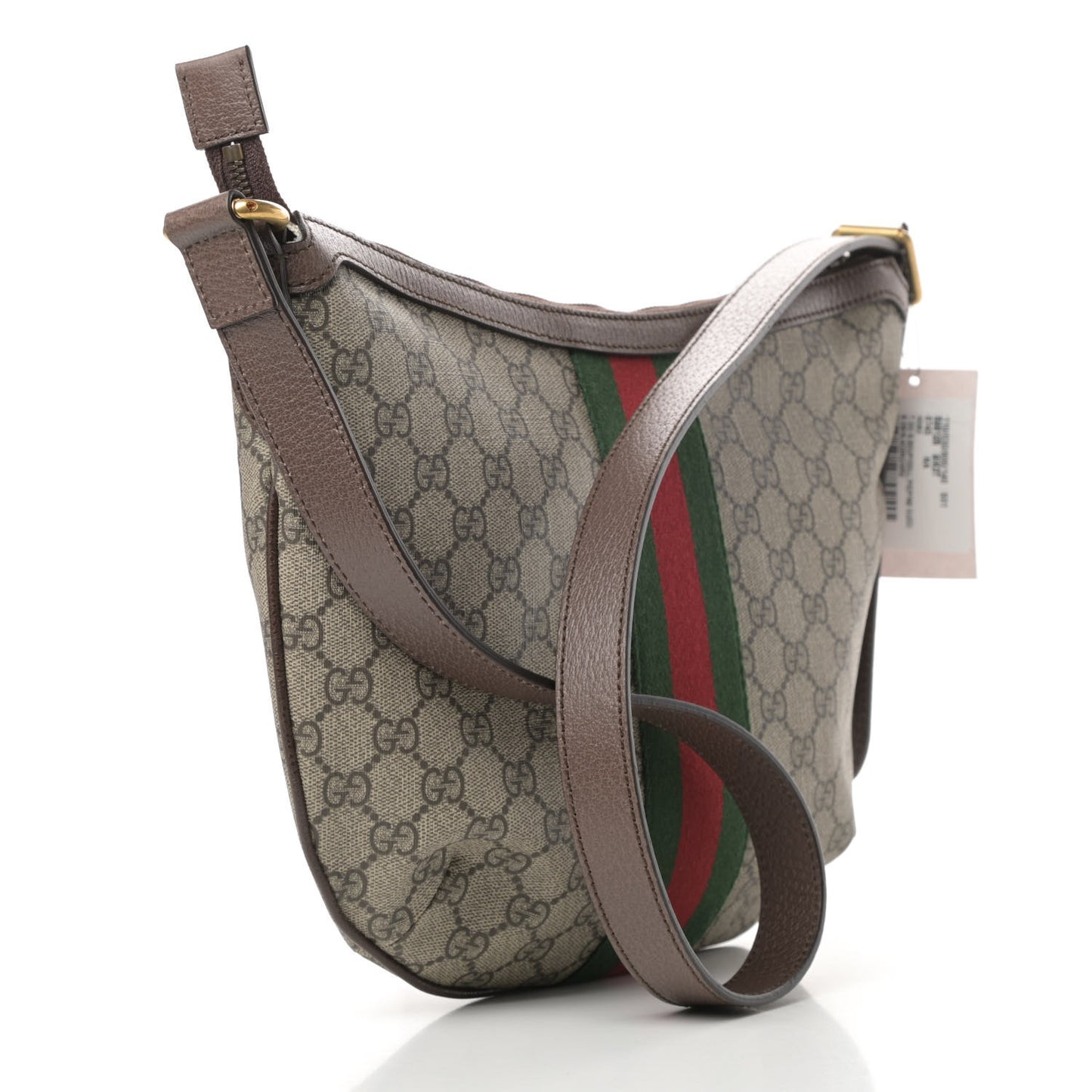 GG Supreme Monogram Web Small Ophidia Half Moon Hobo Brown