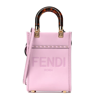 Fendi Vitello King Plexiglass Logo Embossed Mini Fendi Sunshine Shopper Tote Lavanda 1 of 9