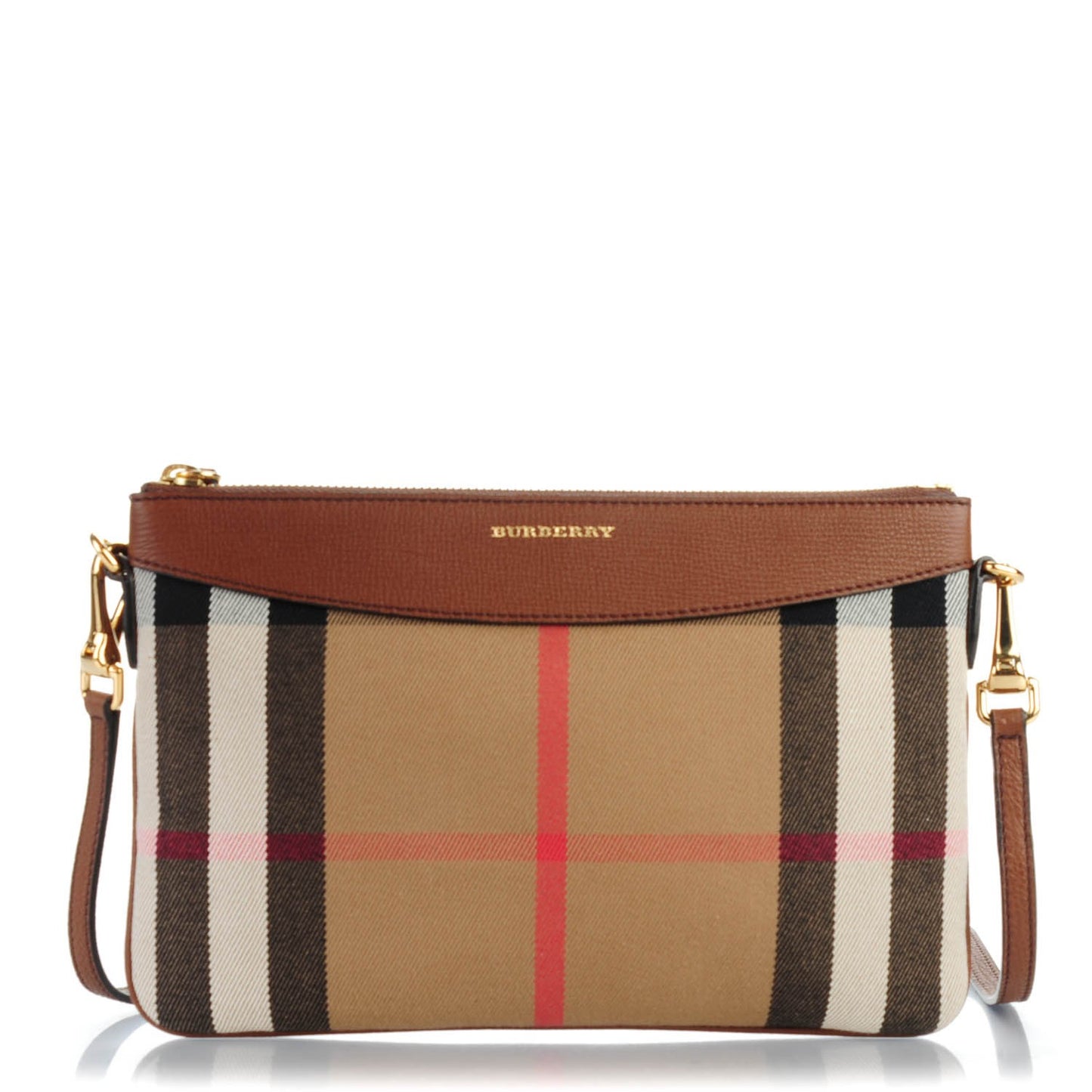 House Check Derby Peyton Crossbody Clutch Bag Tan