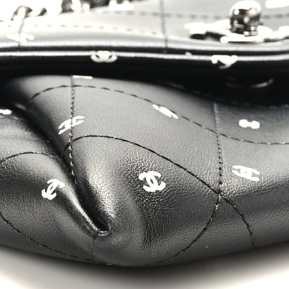 Chanel Printed Lambskin Logo CC Envelope Clutch With Chain Black White 8 of 9