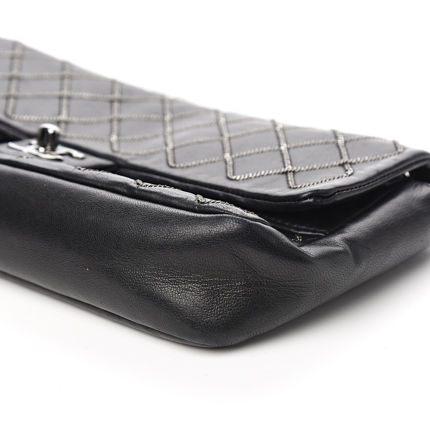 Lambskin Chain Single Flap Black