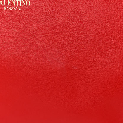 Valentino Garavani Grained Calfskin Butterfly Embossed Medium VLogo Escape Shopper Bag Red Black 10 of 10
