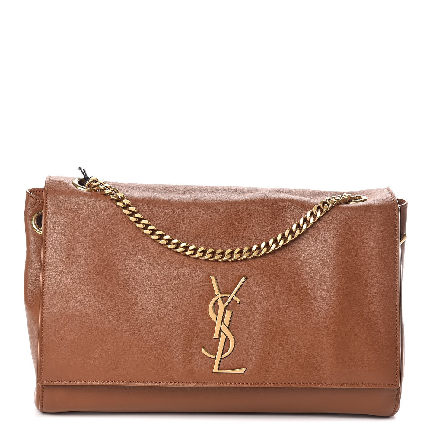 Smooth Calfskin Suede Medium Reversible Monogram Kate Satchel Light Ochre