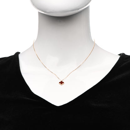 Van Cleef & Arpels 18K Rose Gold Carnelian Sweet Alhambra Pendant Necklace 2 of 6