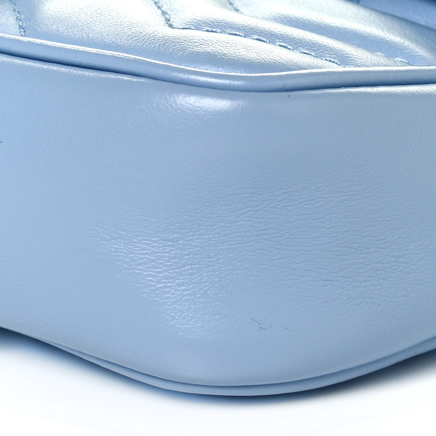 Gucci Calfskin Matelasse Super Mini GG Marmont Shoulder Bag Porcelain Light Blue 11 of 12