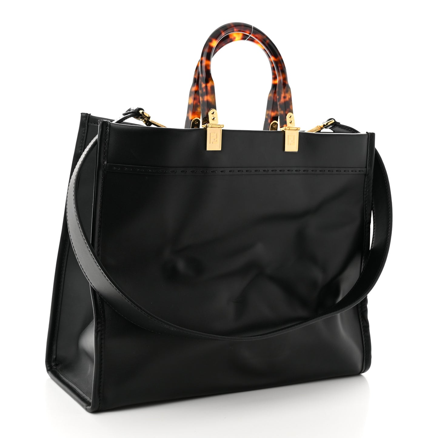 Vitello King Plexiglass Medium Fendi Sunshine Shopper Tote Black