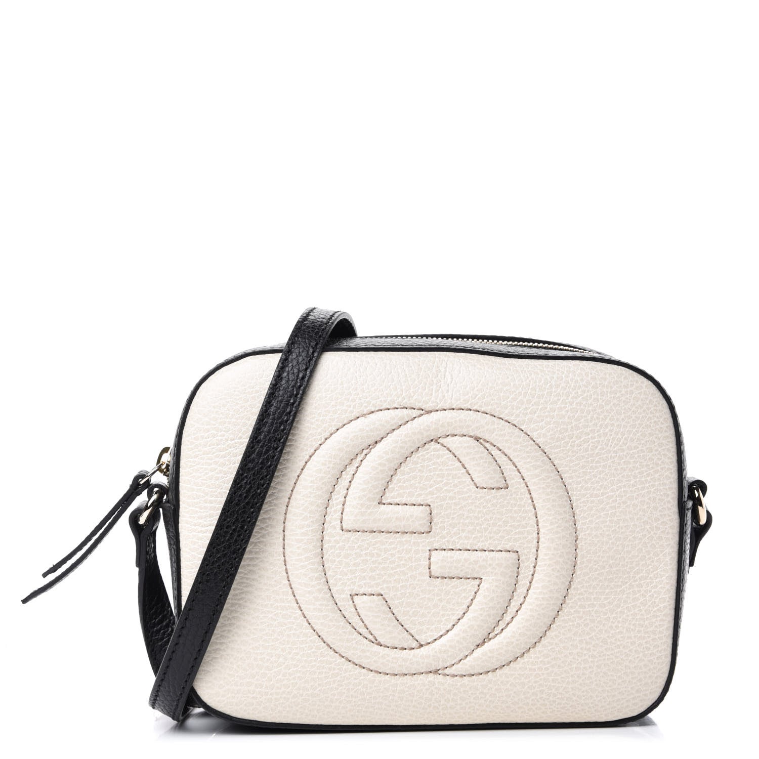Gucci Dollar Calfskin Bi-Color Small Soho Disco Bag Mystic White Black 1 of 10