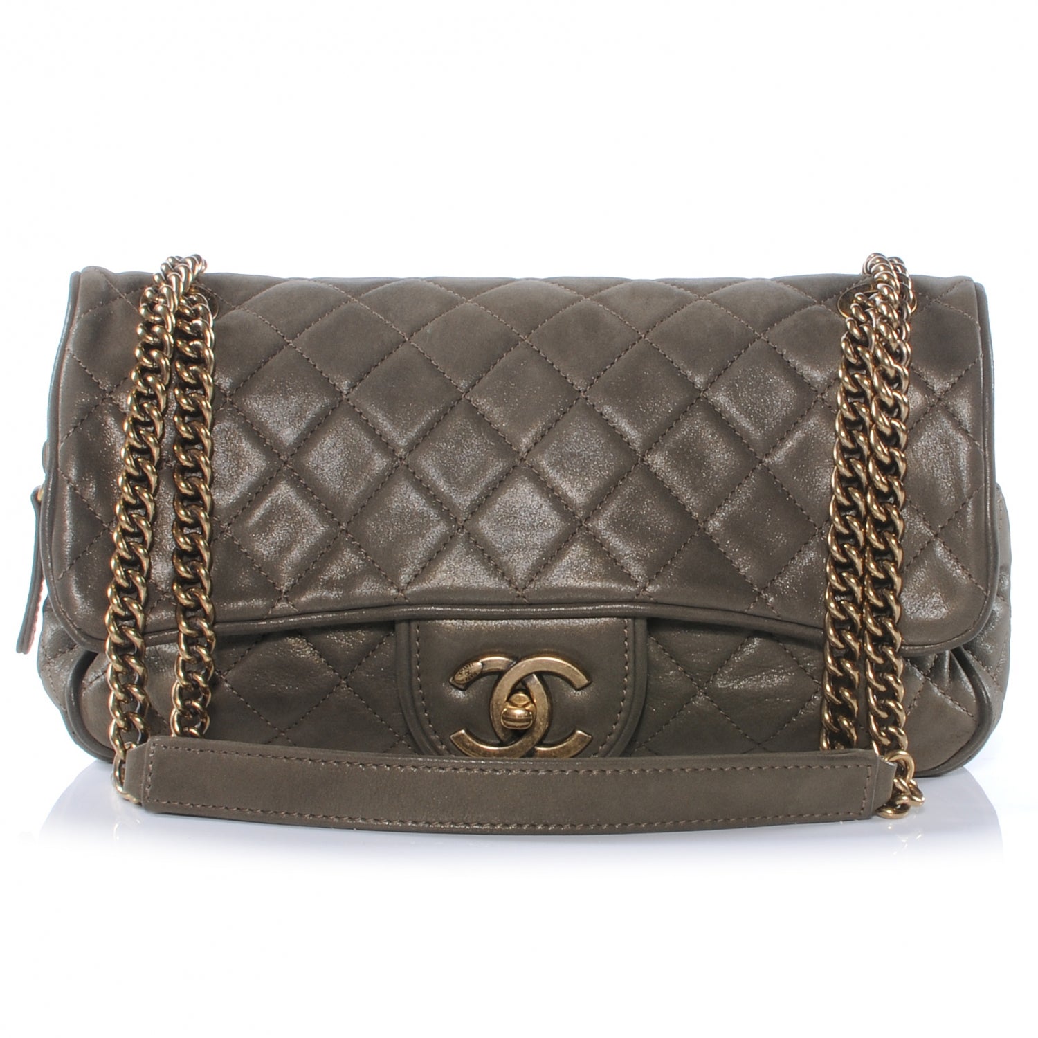 Chanel Iridescent Calfskin Small Shiva Flap Khaki 1 of 9