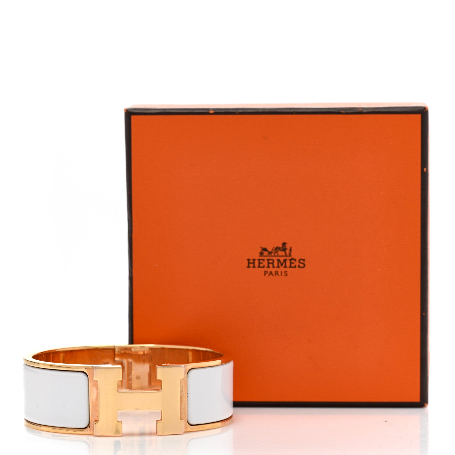 Hermes Enamel Wide Clic Clac H Bracelet GM White 5 of 5