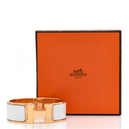 Hermes Enamel Wide Clic Clac H Bracelet GM White 5 of 5