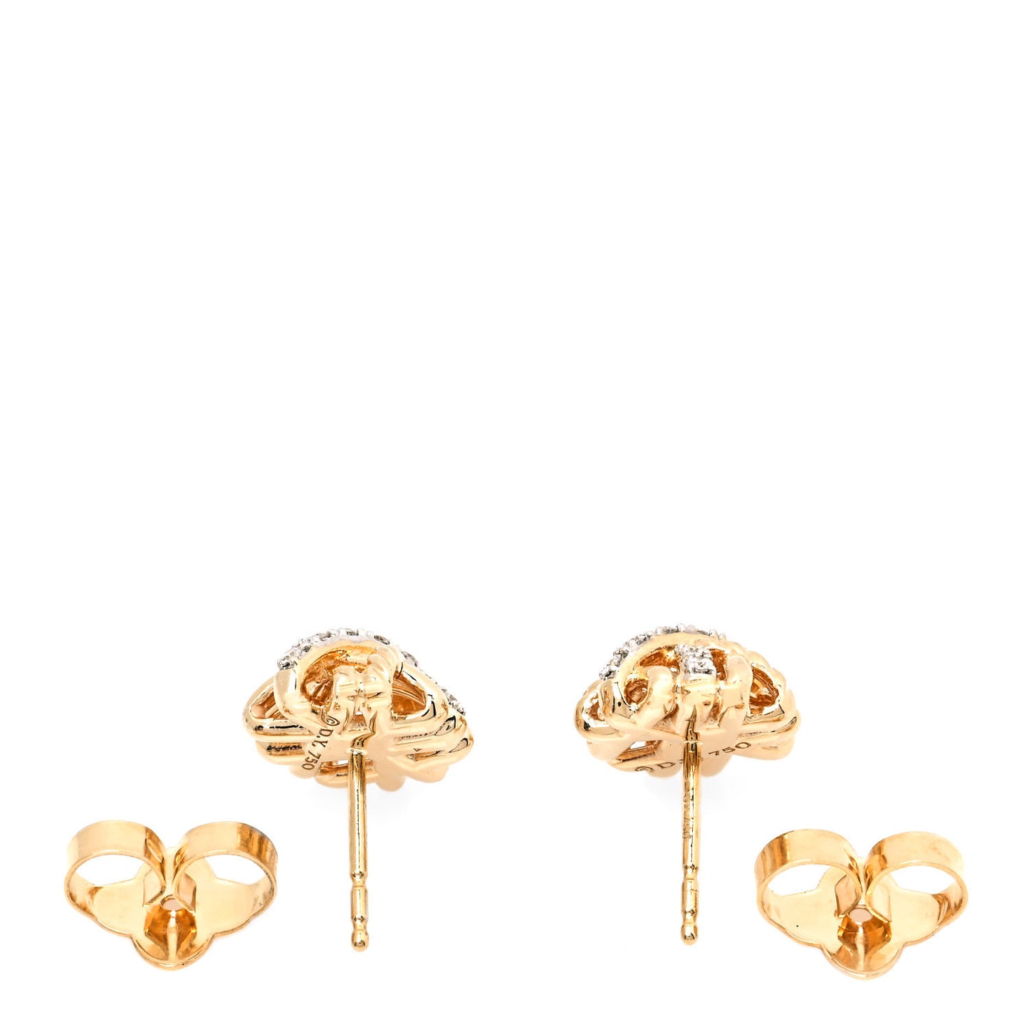 18K Yellow Gold Diamond 11mm Crossover Stud Earrings