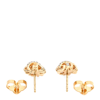 David Yurman 18K Yellow Gold Diamond 11mm Crossover Stud Earrings 3 of 5