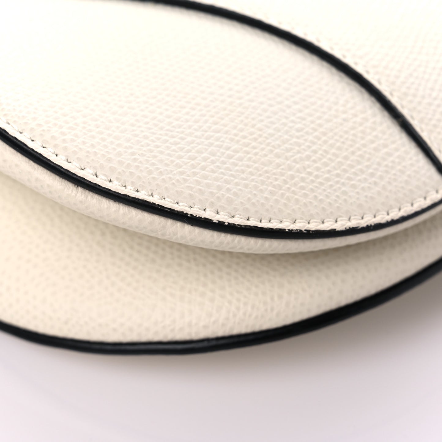 Grained Calfskin Saddle Bag White