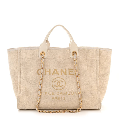 Chanel Mixed Fibers Calfskin Medium Deauville Tote Light Beige 1 of 11