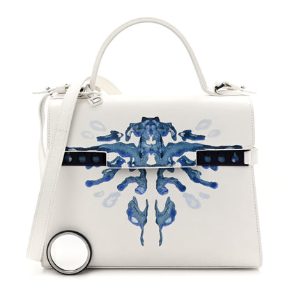Delvaux Box Calfskin Ink Blot MM Tempete Satchel Ivory Blue 3 of 11
