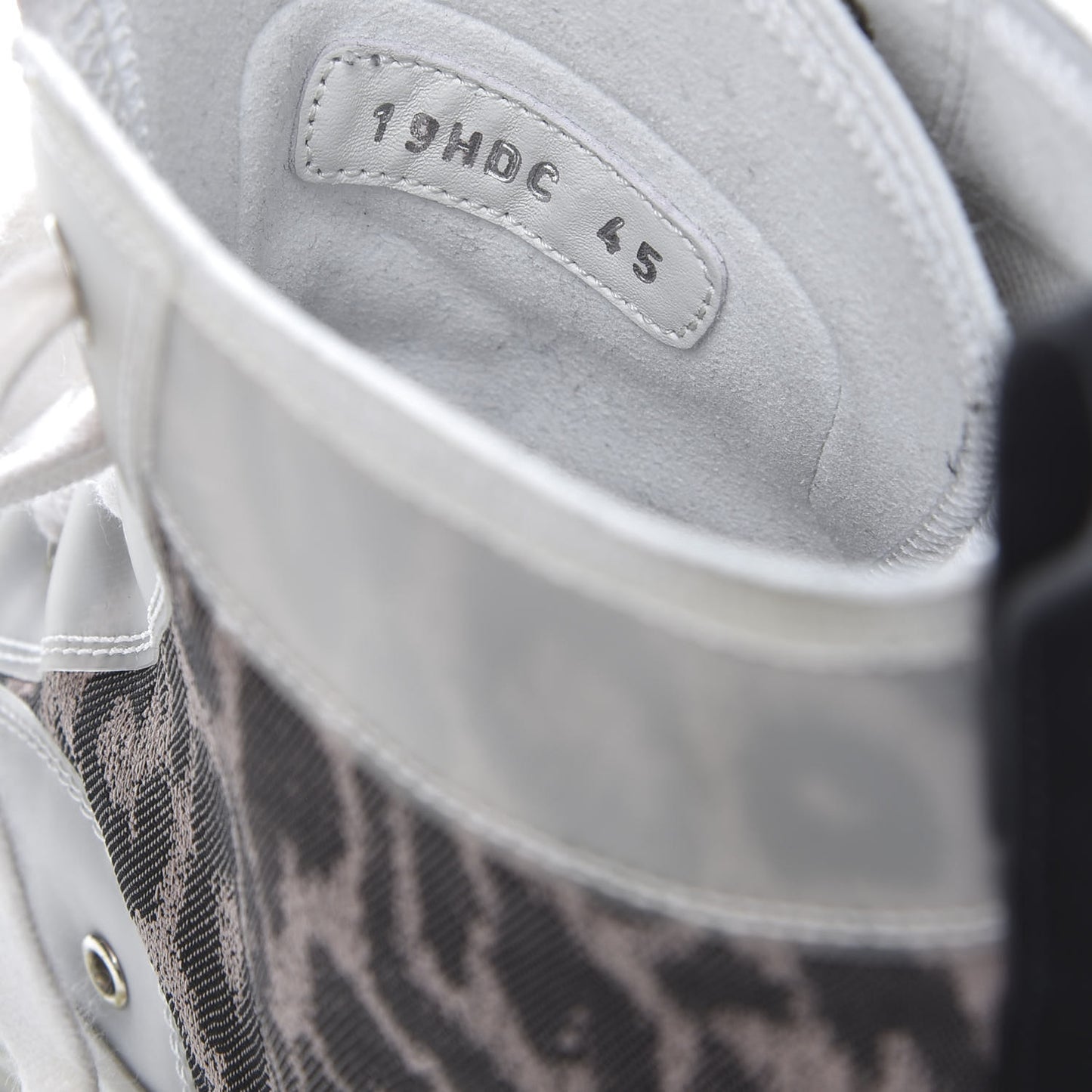 Canvas Leopard Print Mens B23 High Top Sneakers 45 White