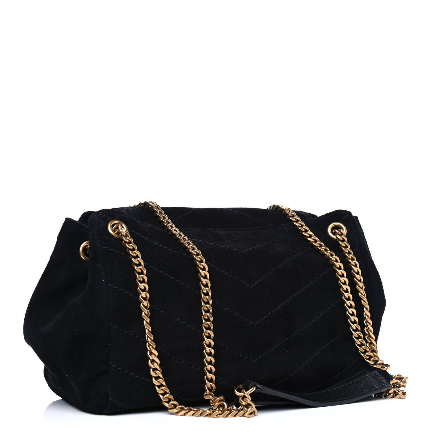 Suede Chevron Monogram Small Nolita Black