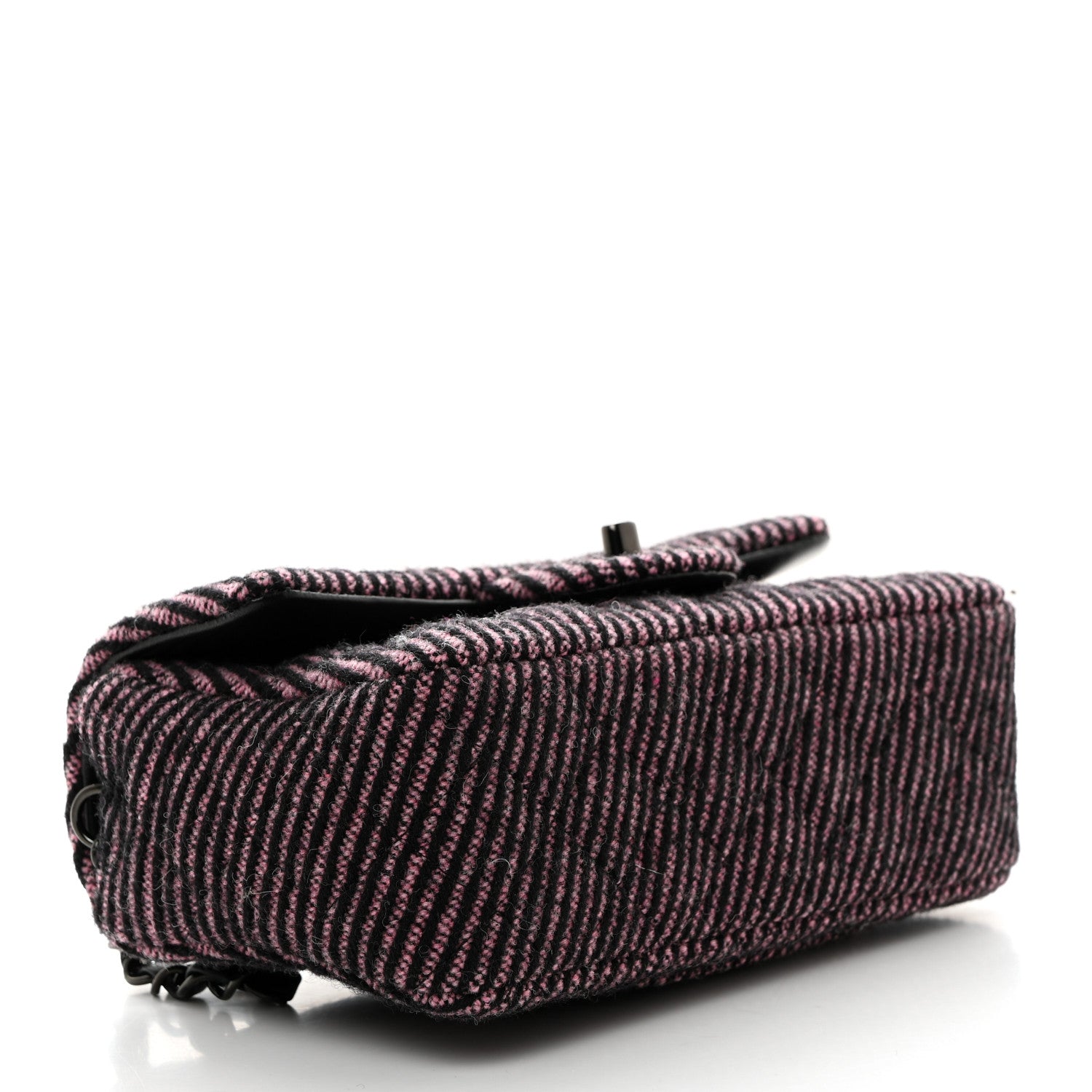 Chanel Wool Tweed Quilted Mini Rectangular Flap Pink Black 4 of 10