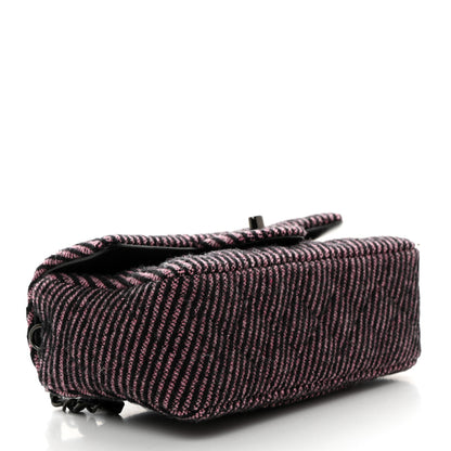 Chanel Wool Tweed Quilted Mini Rectangular Flap Pink Black 4 of 10