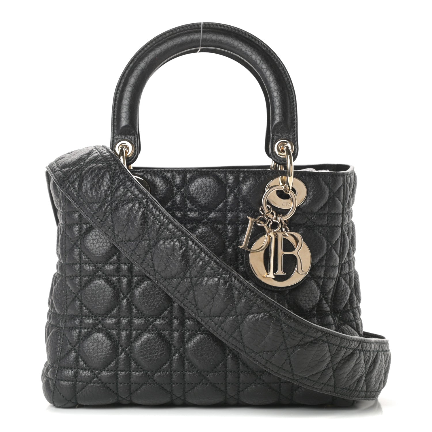 Christian Dior Grained Calfskin Cannage Medium Supple Lady Dior Black 1 of 11