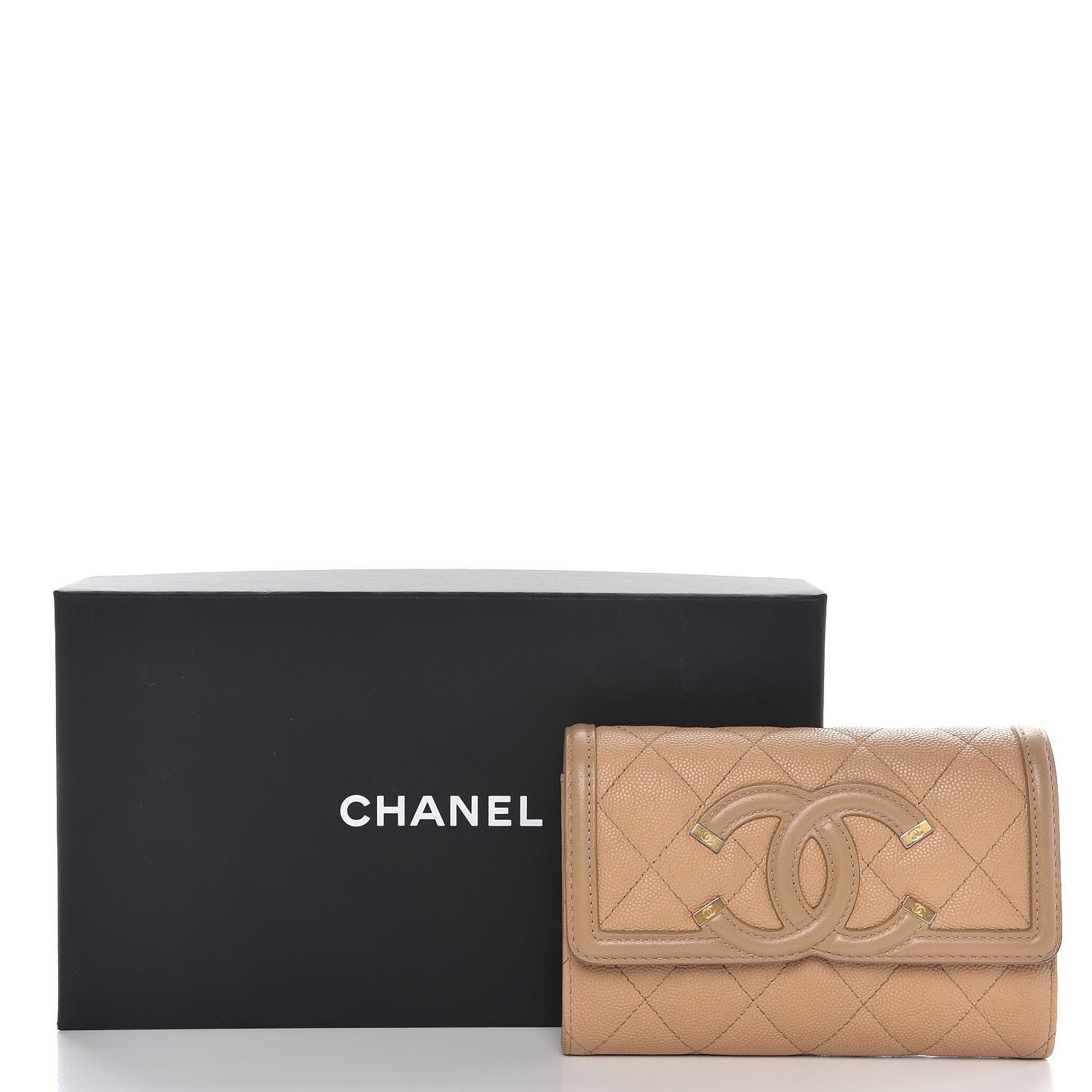 Chanel Caviar Quilted Medium Filigree Flap Wallet Beige 10 of 10