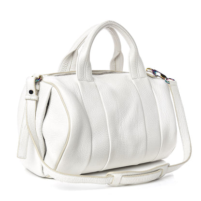 Alexander Wang Pebbled Lambskin Rocco Duffel White Iridescent Hardware 4 of 15