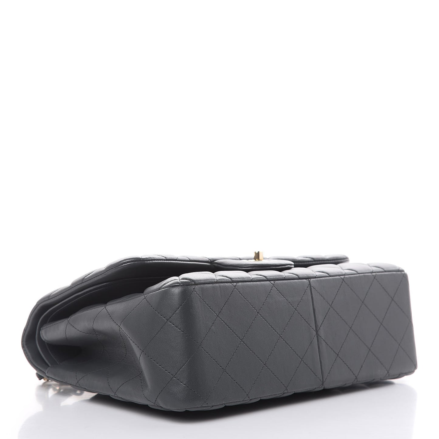 Lambskin Quilted Jumbo Double Flap Grey