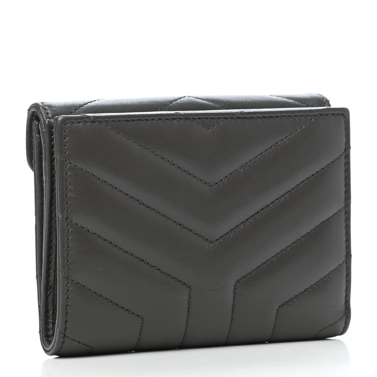 Lambskin Y Quilted Monogram Compact Loulou Wallet Asphalt