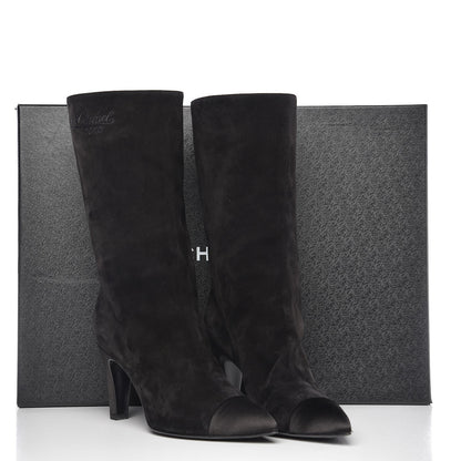 Chanel Suede Calfskin Satin Gabrielle Cap Toe Short Boots 38 Black 12 of 12