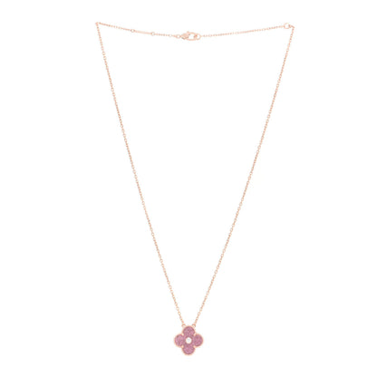 Van Cleef & Arpels 18K Rose Gold Diamond Rhodonite Vintage Alhambra Pendant Necklace 3 of 7