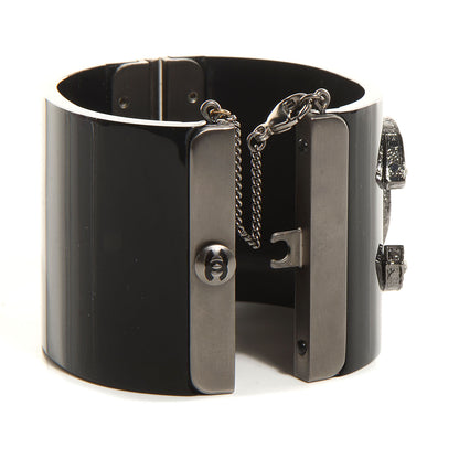 Chanel Resin Crystal CC Cuff Black 4 of 6