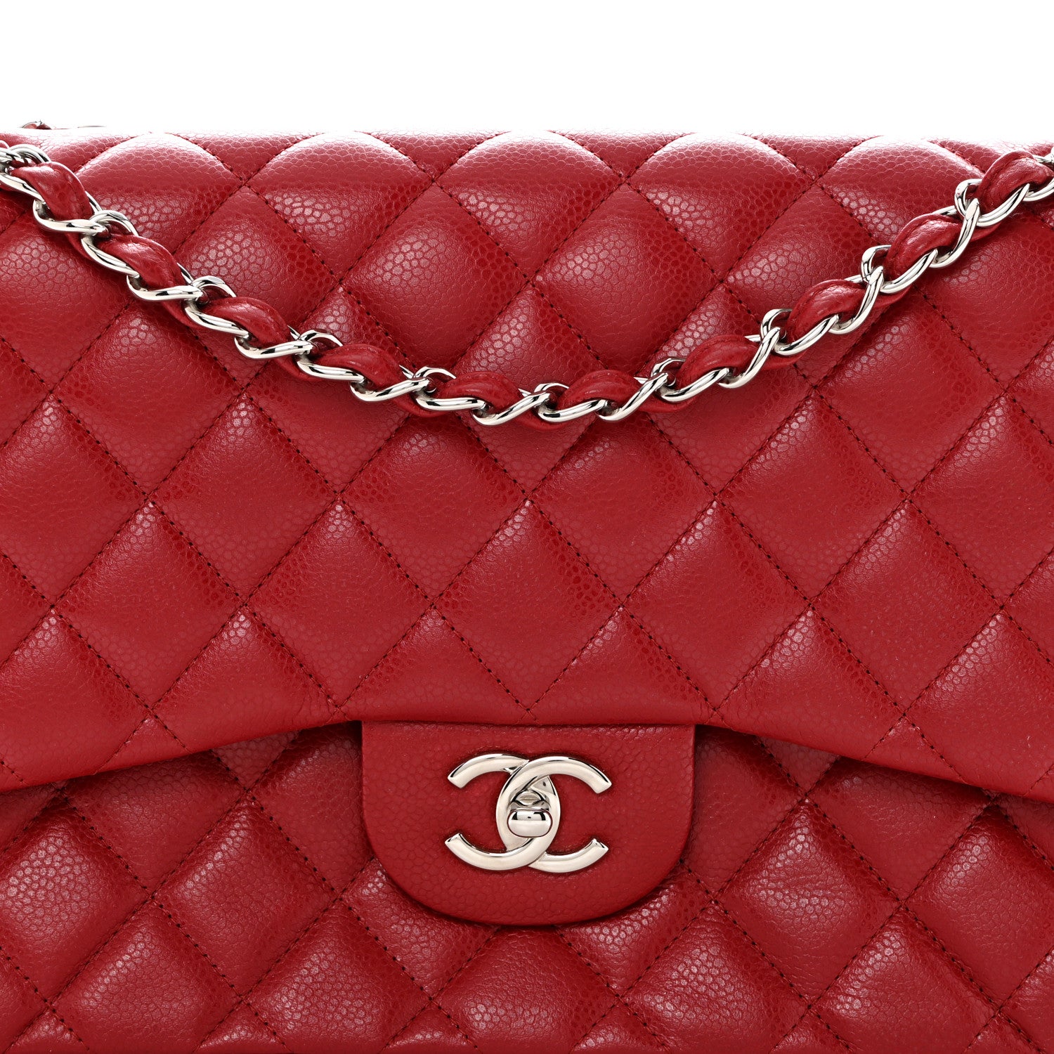 Chanel Caviar Quilted Jumbo Double Flap Dark Red 8 of 10