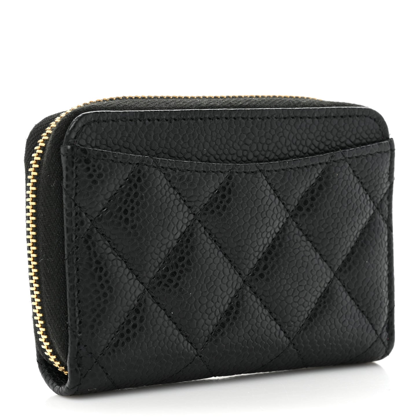 Caviar Quilted Classic Zipped Coin Purse Black