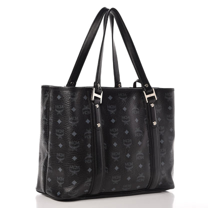 MCM Visetos Shopping Tote Cognac Black 3 of 17