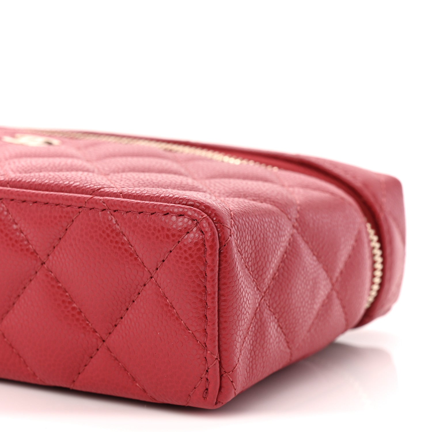 Chanel Caviar Quilted Top Handle Slim Vanity With Chain Red 10 of 10