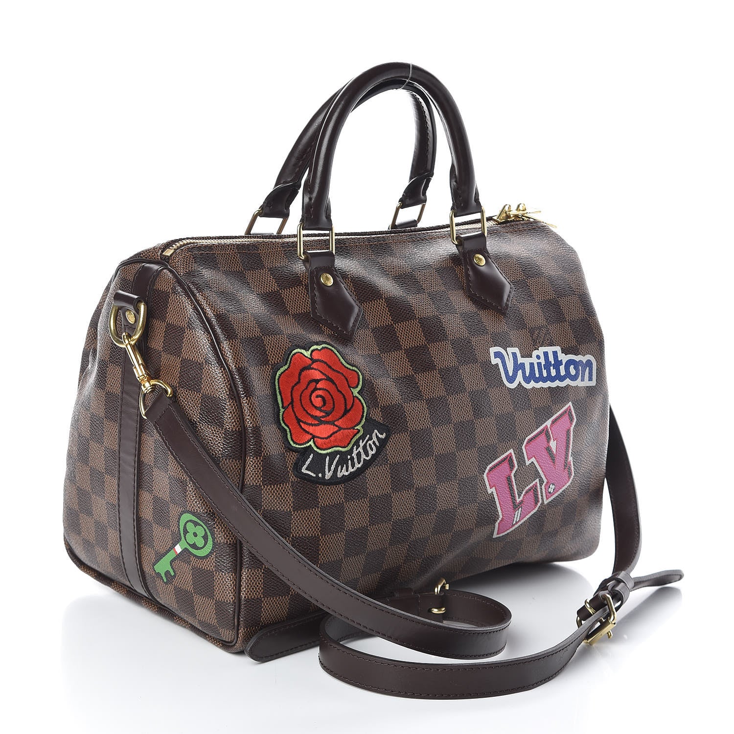 Louis Vuitton Damier Ebene Patches Speedy Bandouliere 30 3 of 10