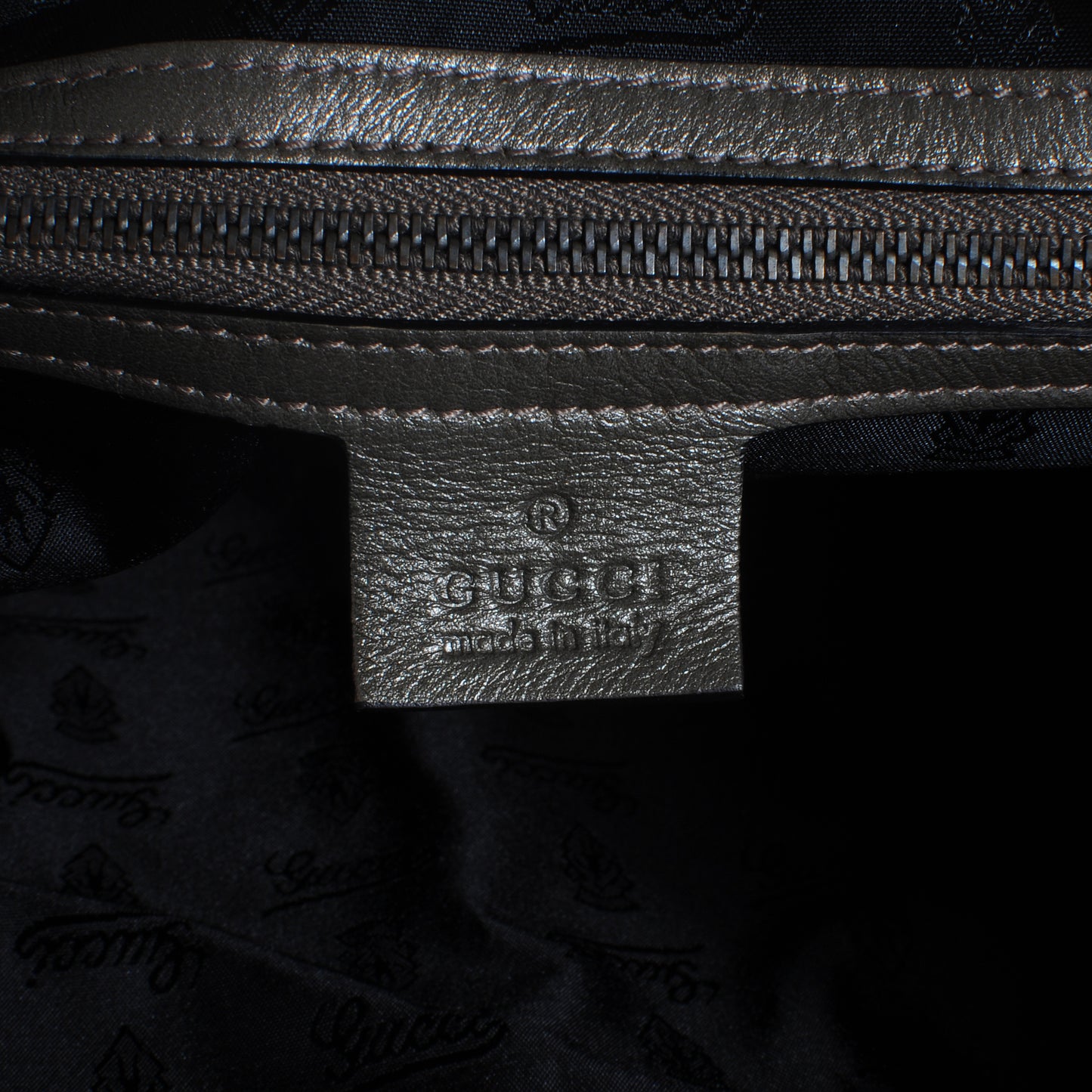 Guccissima Large Jockey Hobo Metallic Grey