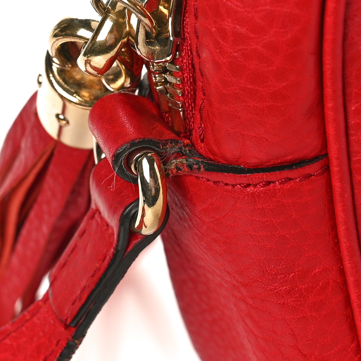 Pebbled Calfskin Small Soho Disco Bag Tabasco Red